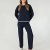 Avalon Ribbed Pant - Navy