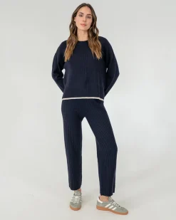 Avalon Ribbed Pant - Navy