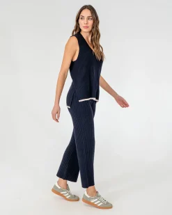 Avalon Ribbed Pant - Navy