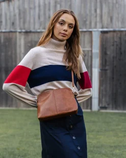 Burbank Crossbody Large - Tan Pebble