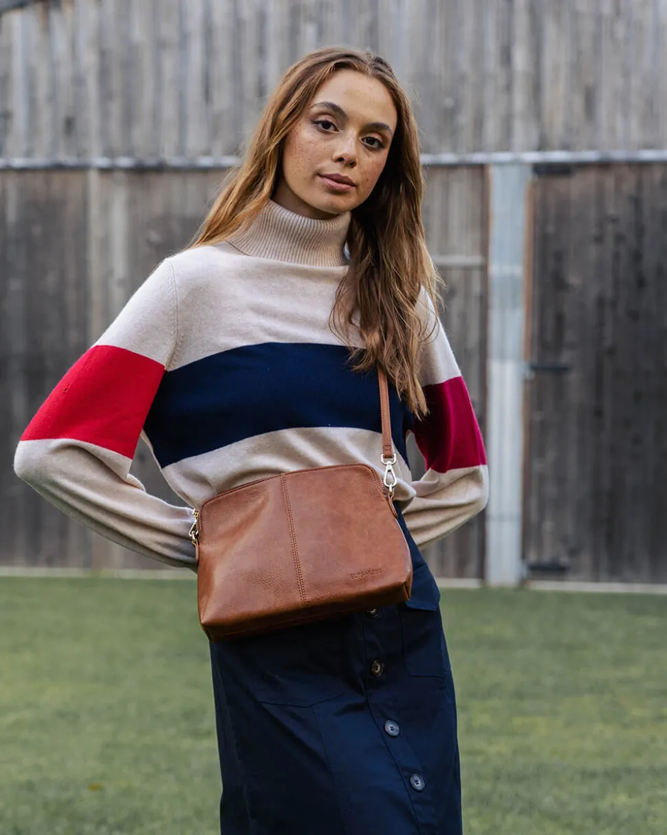 Burbank Crossbody Large - Tan Pebble