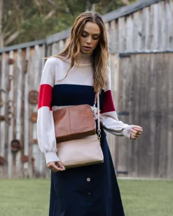 Burbank Crossbody Large - Tan Pebble