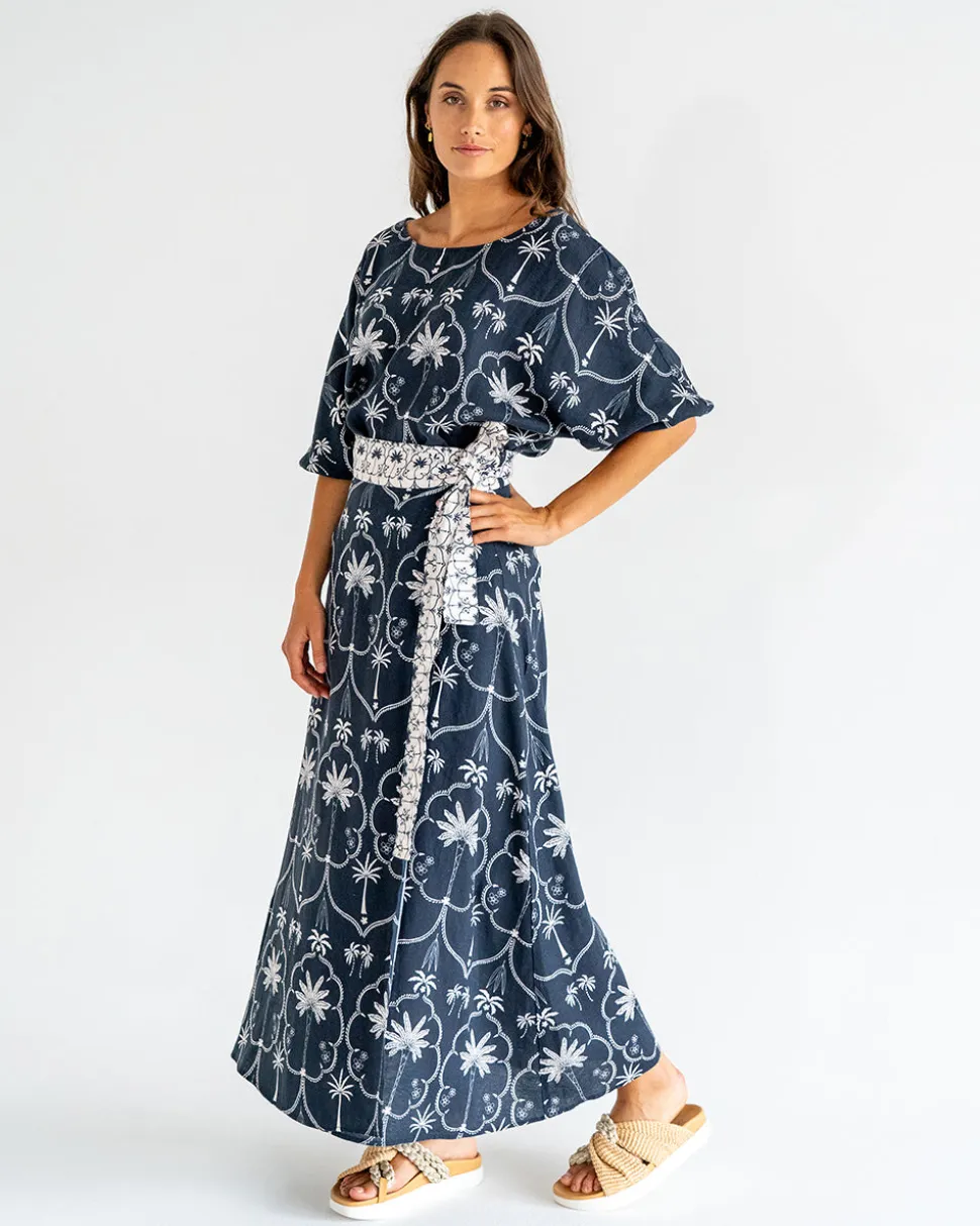 La Rocco Wrap Skirt - Navy Palm