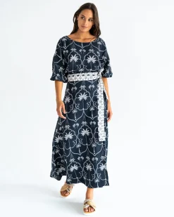 La Rocco Wrap Skirt - Navy Palm