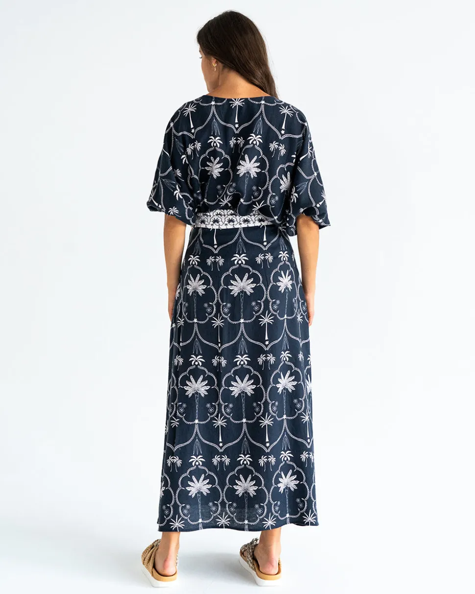 La Rocco Wrap Skirt - Navy Palm
