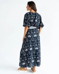 La Rocco Wrap Skirt - Navy Palm
