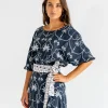 Whitehaven Blouse - Navy Palm